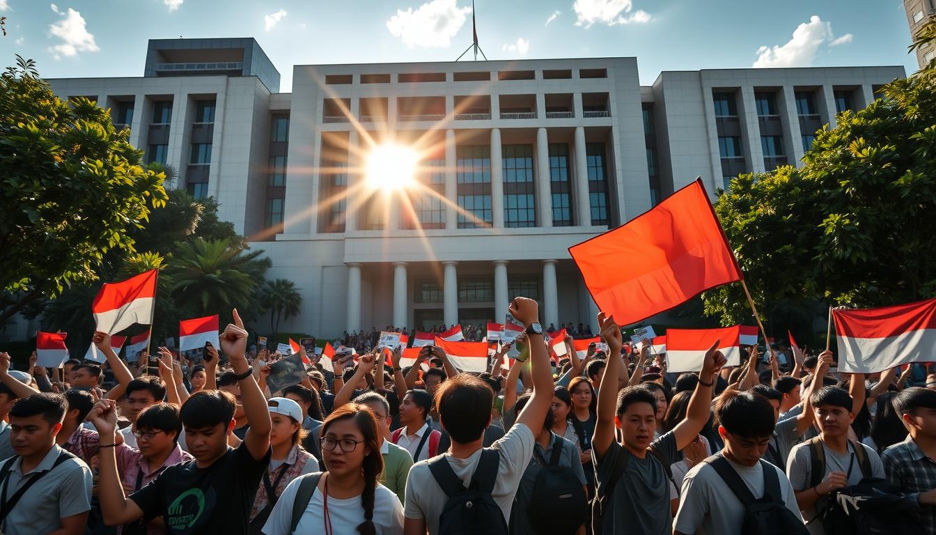 Aksi Demonstrasi Mahasiswa di Depan Gedung DPR