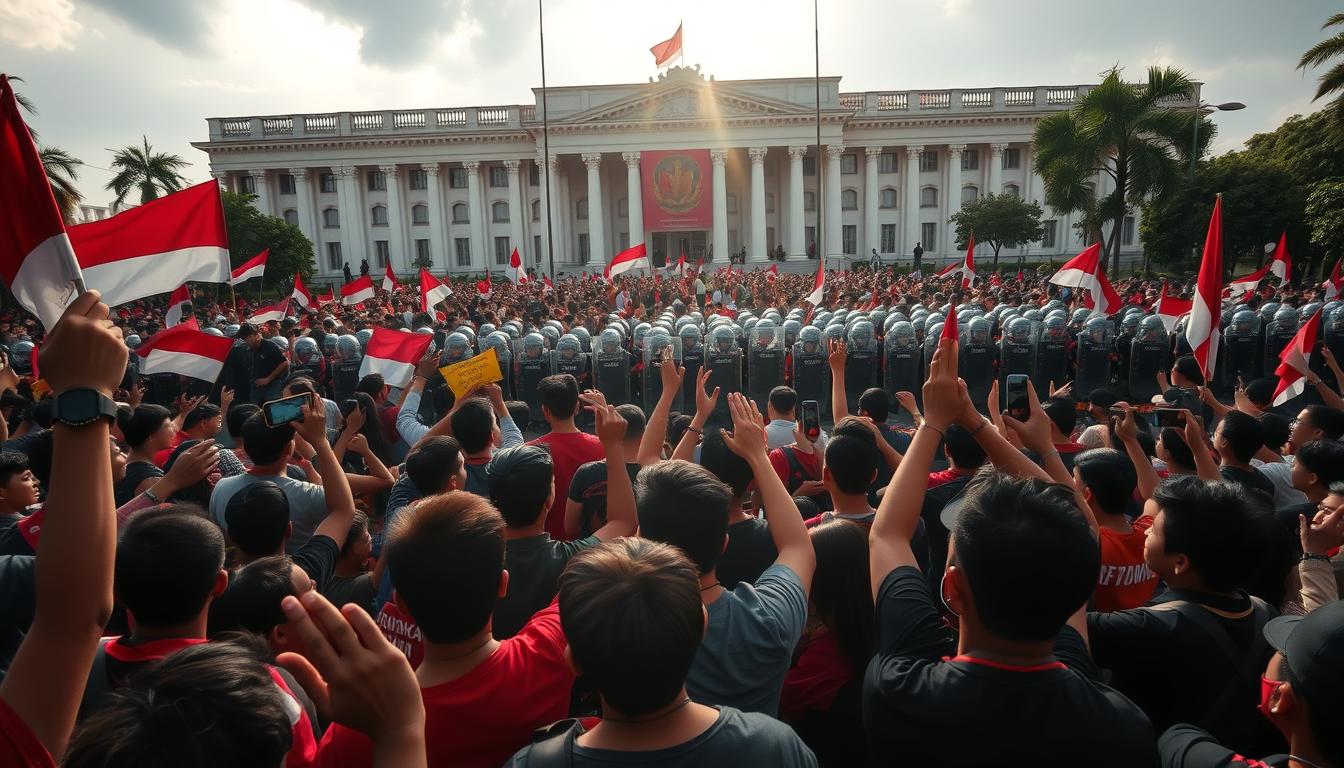 Aksi Demonstrasi Mahasiswa di Depan Gedung DPR
