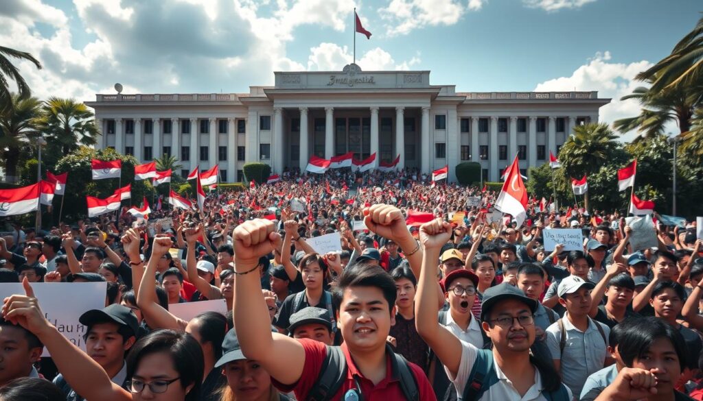 Unjuk Rasa Mahasiswa di Depan Gedung DPR